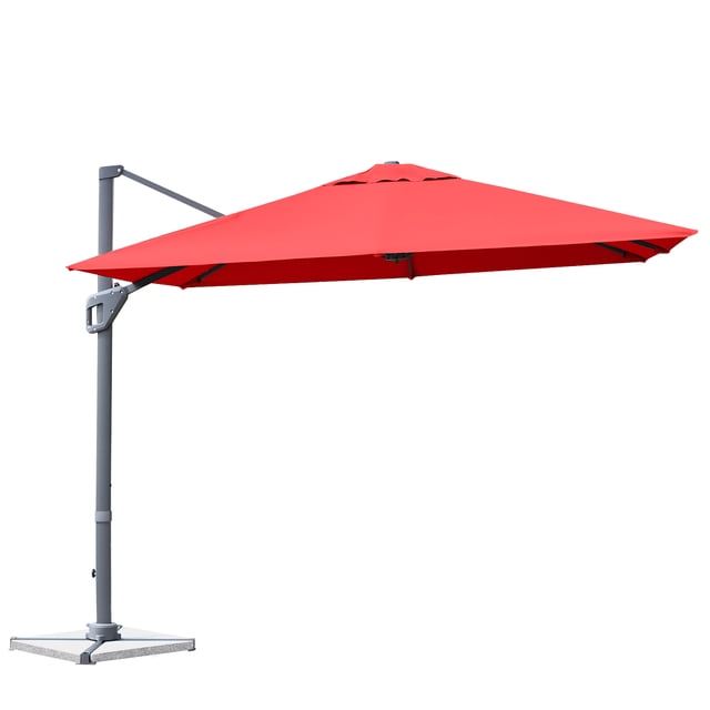 Costway Parasol Déporté de Patio 10 X 10 Pi en Aluminium, Rotation 360°, Inclinaison, Orange