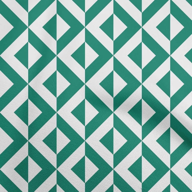 oneOone Georgette Viscose Teal Green Fabric Geometric Craft Projects Decor Fabric Printed By The Yard 42 Inch Wide