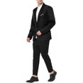 thumbnail image 2 of INSPIRE CHIC Men's Blazer One Button Notched Lapel Chest Pocket Front Flap Blazer S Black, 2 of 5