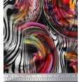 thumbnail image 1 of Soimoi Orange Poly Georgette Fabric Stripe & Leopard Animal Skin Print Fabric by Yard 52 Inch Wide, 1 of 3