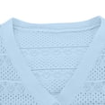 thumbnail image 3 of RXIRUCGD Women's Long Sleeved V-neck Solid Color Knitted Cardigan Sweater Jacket, Light Blue, Size: S, 3 of 4