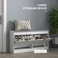 thumbnail image 4 of HOMCOM Shoe Bench with 2 Flip Drawers, Cushion, 8 Pairs for Entryway White, 4 of 10
