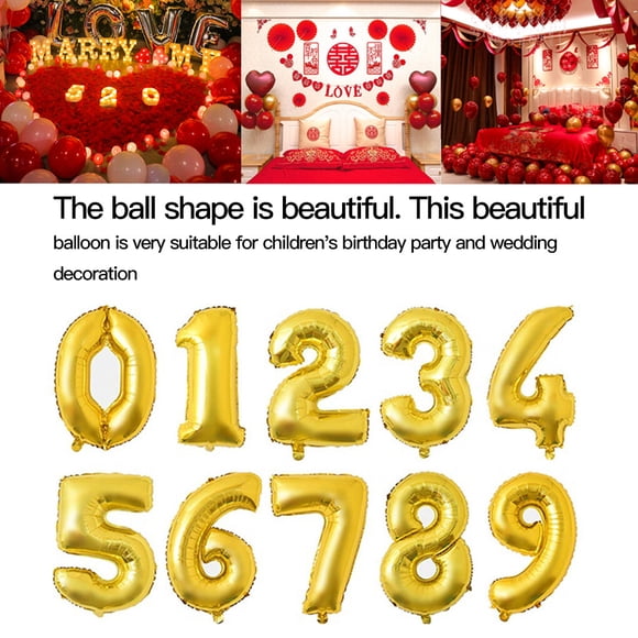 32-inch Number Balloon Decorative Aluminum Foil Balloon 1; 2; 3; 4; Birthday Wedding Party Holiday Gift Decoration Type 0