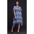 thumbnail image 4 of Bimba Robe Droite à Épaules Dénudées pour Femmes, Tunique de Fête à Col Rond, Imprimée Teinture sur Nœuds Bleue - XXX-Large, 4 of 6