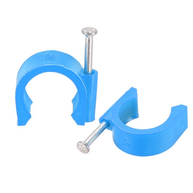 Unique Bargains Clips de Câble Ronds Bleus 18mm Dia PE avec Clou en Acier Lot de 24