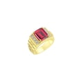 thumbnail image 3 of RYLOS Men's Rings Yellow Gold Plated Silver Designer Style 10X8MM Emerald Cut Shape Gemstone &  Diamonds Ruby July Birthstone Rings For Men Size 11, 3 of 4