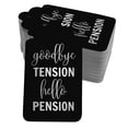 thumbnail image 1 of Inkdotpot Pack Of 100 Real Silver Foil Paper Tags Good Bye Tension Hello Pension Retirement Favor Hang Tags, 1 of 6