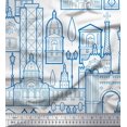 thumbnail image 1 of Soimoi Blue Moss Georgette Fabric Street Light & Monuments Architectural Print Fabric by the Yard 42 Inch Wide, 1 of 3