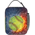 thumbnail image 2 of Baseball Softball On Fire And Water Lunch Box For ,Reusable Insulated Lunch Bag Thermal Lunch Kit Soft Cooler Lunch Tote Bag For Men Women Work Picnic, 2 of 7