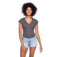 thumbnail image 1 of No Boundaries Women's Rib Henley Tee, 1 of 6