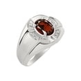 thumbnail image 4 of RYLOS Sterling Silver Ring 8X6MM Oval Gemstone & Diamond Unisex Rings Garnet January Birthstone Ring Size 12, 4 of 7