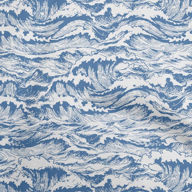 oneOone Velvet White Fabric Asian Japanese Wave Sewing Craft Projects Fabric Prints By Yard 58 Inch Wide
