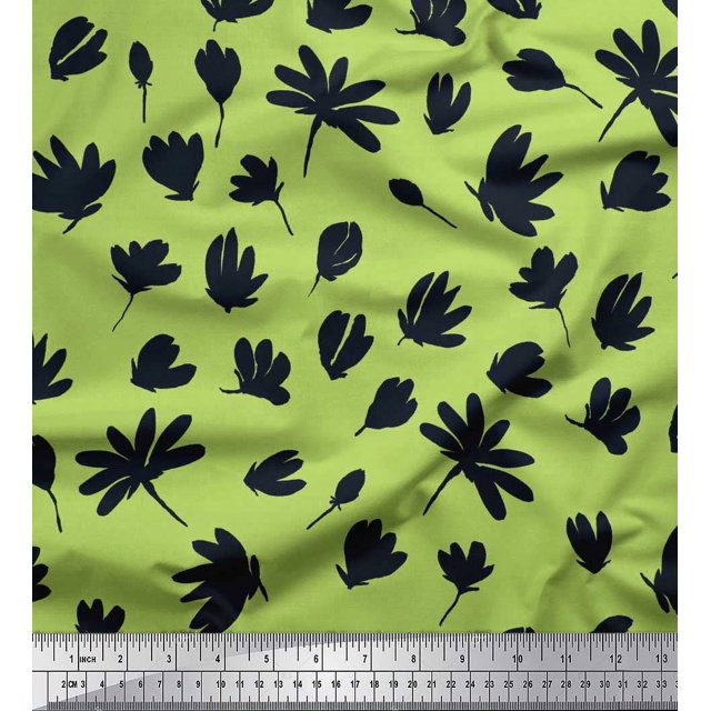 Soimoi Poly Georgette Fabric Wildflower Floral Printed Fabric 1 Yard 52 Inch Wide
