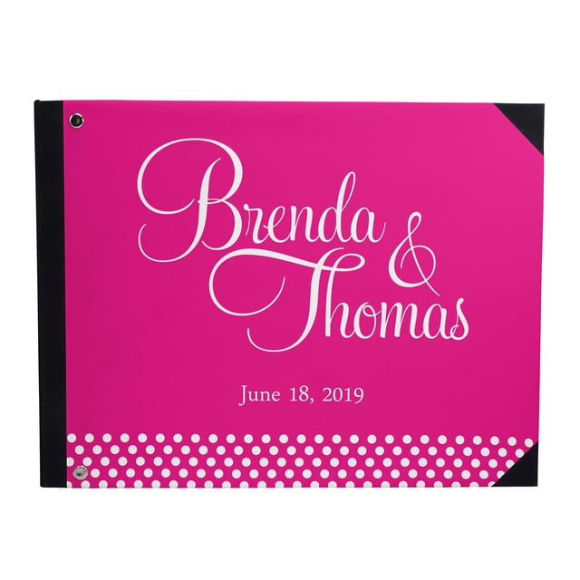 Darling Souvenir Pink Polka Dot Wedding Guest Book Hardbound Guest Sign-In Book Guest Registry Guestbook-9 x 12 Inches