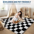 thumbnail image 2 of Checkered Rug 4x6 Fluffy Rug Checkered – Large Plush Rug for Bedroom, Ultra Soft Non-Slip Fluffy Carpet for Living Room – Modern Indoor Floor Rug, 2 of 7