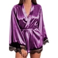 thumbnail image 1 of LSLJS Lingerie Femme Robe en Soie et Dentelle Robe de Nuit Tenue de Sommeil Nuisette Ensemble de Pyjama, 1 of 4