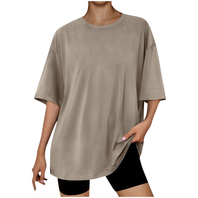 Timegard T-Shirts pour Femmes Athlétiques à Col Rond à Manches Courtes Amples Haut d'Entraînement Confortable Uni Décontracté Basique