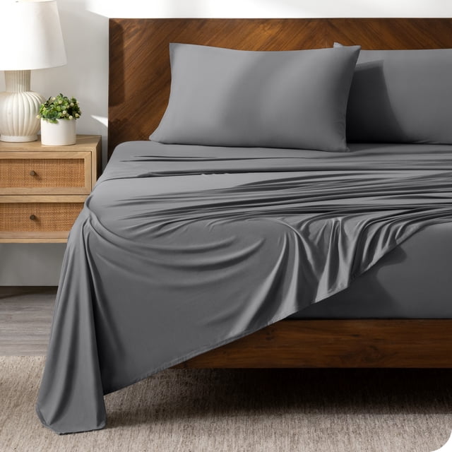 Bare Home Ultra-Soft Stretchy Sheet Set - Premium 1800 Collection - Deep Pockets - 3 Piece - Twin, Gray