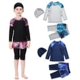 thumbnail image 4 of KYAIGUO 2-14T Girls Long Sleeve Rash Guard Swimsuits with Hat Three-Piece UPF50+ Sun Protection Bathing Suits Quick Dry Beach Swimwear for Kids Toddler Baby, 4 of 9