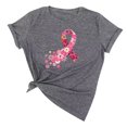 thumbnail image 2 of TIMIFIS Chandails de Sensibilisation au Cancer du Sein pour Femmes Été Ample Imprimé T-Shirt à Col Rond Manches Courtes Blouse Décontractée Automne/hiver, 2 of 5