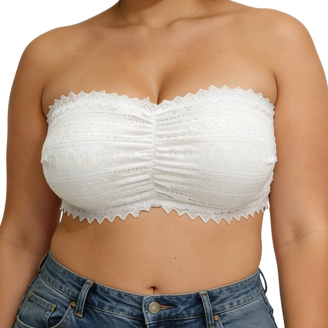 Full Figure Lace Strapless Bra with Back Support for Push Up and Comfort – Everyday Wear and All‑Season Versatility