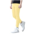 thumbnail image 1 of GDREDA Girls' Basic Solid Full Length Cotton Soft Leggings (Yellow,2-3 Years), 1 of 5