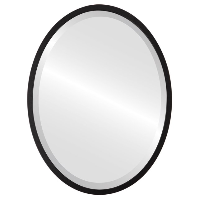 London Framed Oval Mirror - Matte Black - 23" x 29"