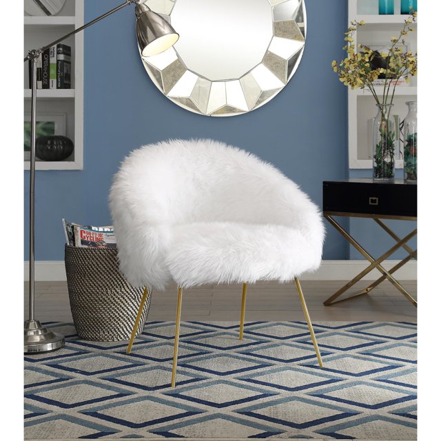 Inspired Home Elsa Chaise d'Appoint en Fausse Fourrure