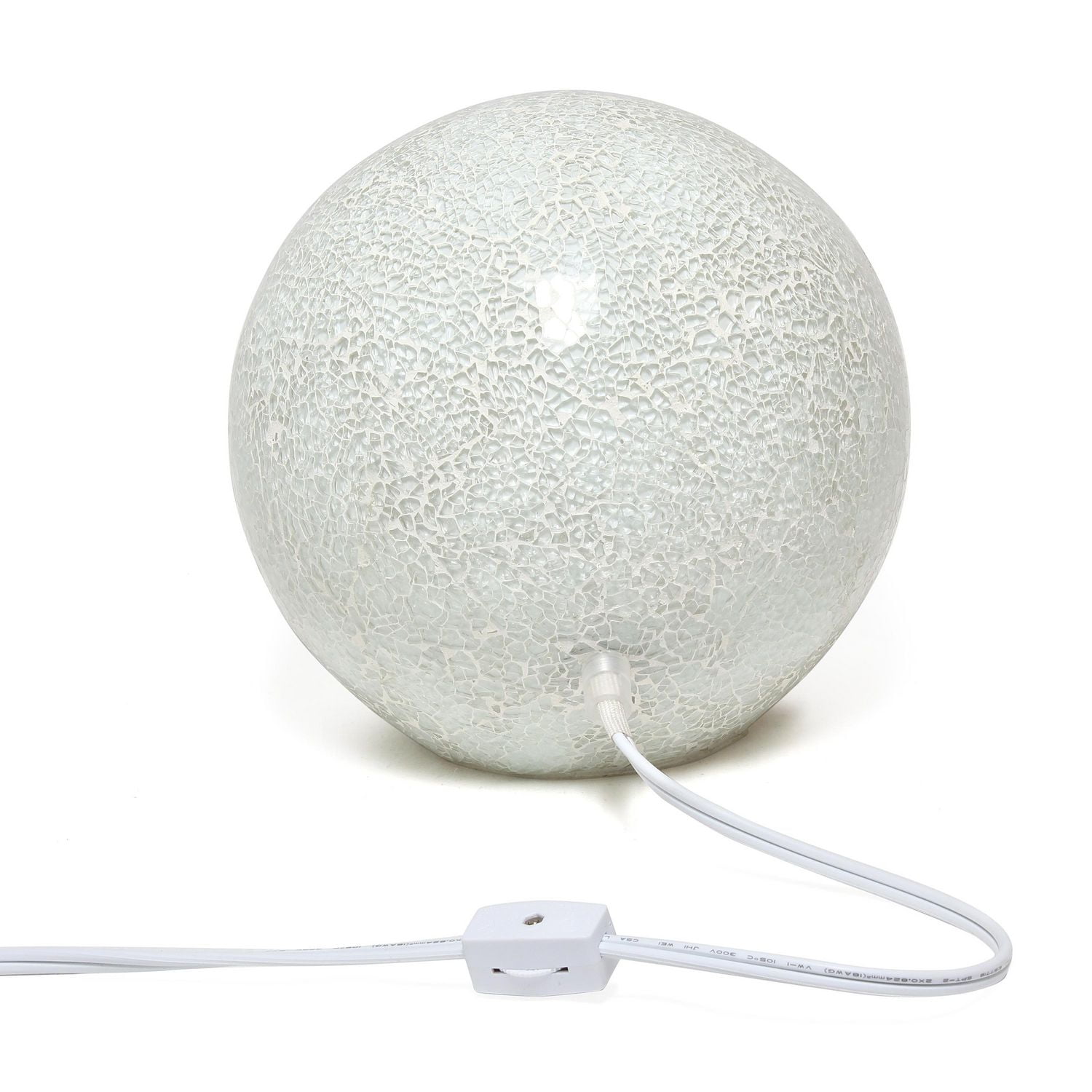 Lampe de table Simple Designs en forme de boule en pierre mosaïque à 1 lumière, blanche