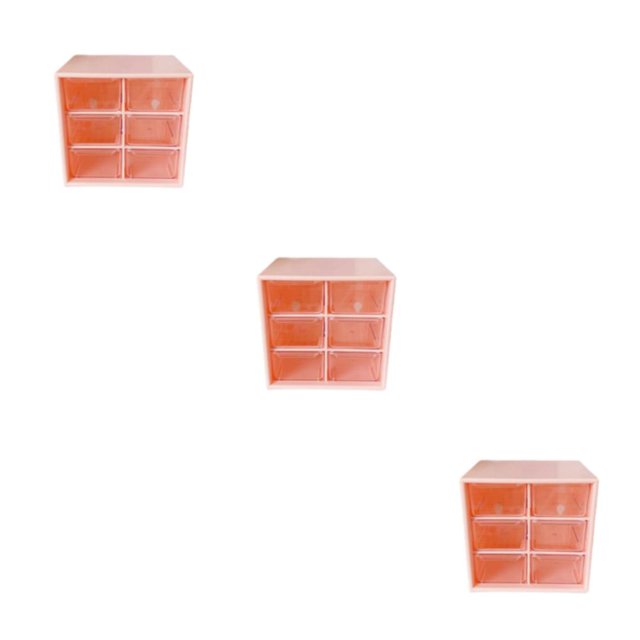 Decodeary Plastic Jiugongge Storage Drawer - Meticulous Workmanship And Fashionable Multi Grid Storage pink Six Palaces Grid 3Set