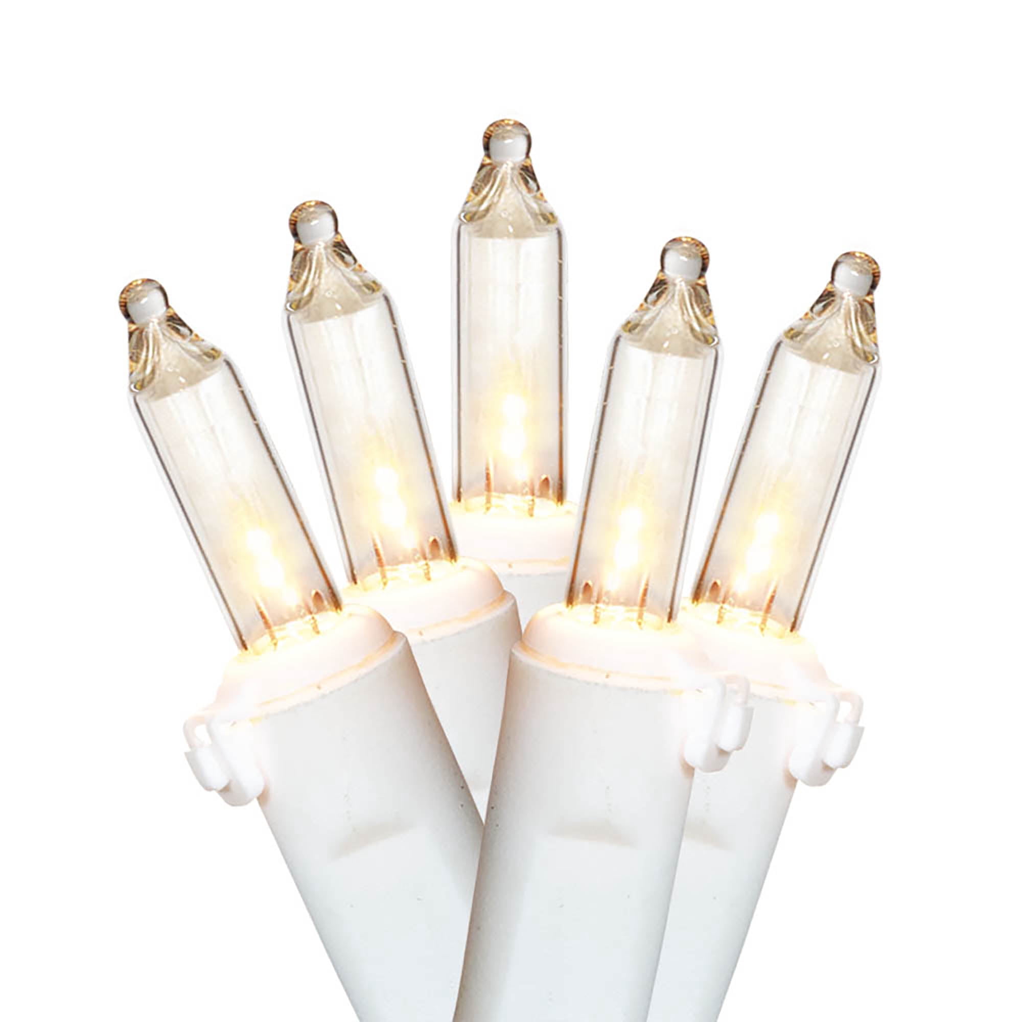 Mini guirlandes de Noël lumineuses dotées de 100 ampoules à incandescence de 19,2 pieds, transparentes, avec fil blanc Holiday Time