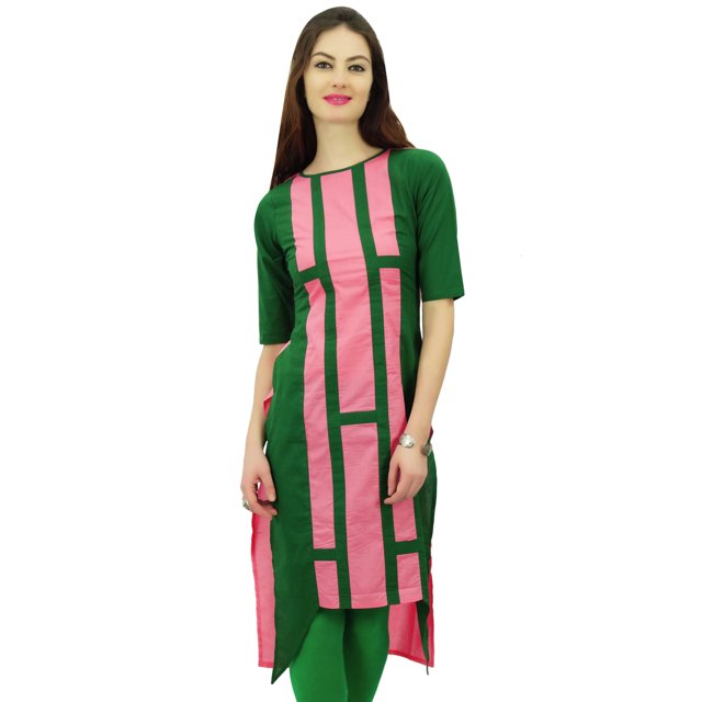 Phagun Tunique de Créateur en Coton Indien pour Femme, Ourlet Asymétrique, Kurti, Tenue Décontractée, Kurta