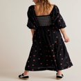 thumbnail image 3 of Women Long Dress Long Sleeve Square Neck Embroidery Flower Swing Dress, 3 of 5
