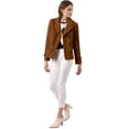 thumbnail image 3 of INSPIRE CHIC Women's Winter Worsted Notched Lapel Double Breasted Short Peacoat, 3 of 6