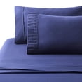 thumbnail image 3 of Marina Decoration Ultra Soft Silky Deep Pocket Solid Rayon from Bamboo Bedding All Season Sheet Set, Navy Blue Color, 3 of 7