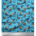 thumbnail image 1 of Soimoi Japan Crepe Satin Fabric Text,Rugby Ball & Bird Cartoon Decor Fabric Printed Yard 42 Inch Wide, 1 of 3