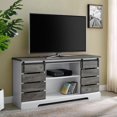 thumbnail image 1 of 58" Farmhouse Sliding Slat Door TV Console - Grey Wash, 1 of 6