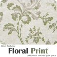 thumbnail image 4 of Linen Kitchen Curtains 24 Inch Vintage Gray Floral Tier Curtains Farmhouse Cottage Cafe Rod Pocket Country Small Window for Laundry Room Bathroom RV 2 Panels Green on Beige, 4 of 7