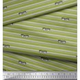 thumbnail image 2 of Soimoi Green Moss Georgette Fabric Text & Goggles Stripe Print Fabric by the Yard 42 Inch Wide, 2 of 5