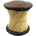 thumbnail image 1 of Natural Geo Moray Accent Stool - Faux Leather Brown, 1 of 5