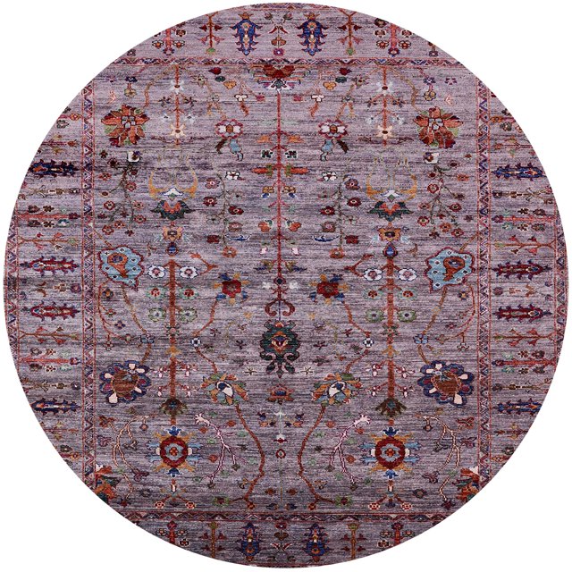 Ahgly Company Machine Washable Indoor Round Industrial Modern Velvet Maroon Purple Area Rugs, 5' Round