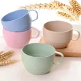 thumbnail image 3 of Zhuge Wheat Straw Plastic Coffee Cups Reusable Mugs with Handles, Unbreakable, Lightweight-4pcs,Blue, 3 of 5