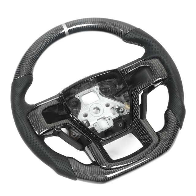 Steering Wheel Assembly, Silver Stitching Black Hand Grip Carbon Fiber Steering Wheel for Raptor 2017-2021