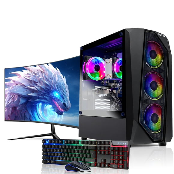 AQVIN AQ30 Gaming PC Gamer/ Editing High-Performance Desktop Computer -RTX 3050 8GB/24-inch gaming Monitor /Intel Core i7 CPU/ 32GB DDR4 RAM/ 1TB SSD/ Windows 11 Pro/ Built-in WIFI - Black
