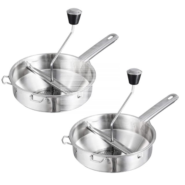 Oleegame 2PC Stainless Food Mill Great For Making Puree Or Soups Of Vegetables Tomatoes Kitchen Tools Silver