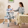 thumbnail image 2 of Babyjoy 16-in-1 Baby High Chair with Activity Center Booster Seat Building Block Table Celadon, 2 of 8