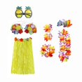 thumbnail image 2 of Ensemble de Costume Jupe Hawaïenne Tropicale Lunettes Accessoire Ajustable Extensible Femmes 60 cm, 2 of 8