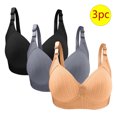 thumbnail image 2 of VEKDONE 3PC Woman's Large Size Solid Color Without Steel Ring Gathering Comfortable Bras Daily Bra Khaki 42/95, 2 of 3