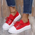 thumbnail image 2 of LOVZFMLL Espadrilles à Plateforme pour Femmes Chaussures Basses en Toile Décontractées Classiques Tendance à Lacets à Enfiler pour Marche Rouge 6.5, 2 of 5