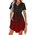 thumbnail image 1 of LOVZFMLL Robe d'Été Décontractée pour Femme à Manches Courtes, Col en V, Boutonnée, Robe de Plage pour Vacances et Voyages avec Poches, Rouge, G, 1 of 9